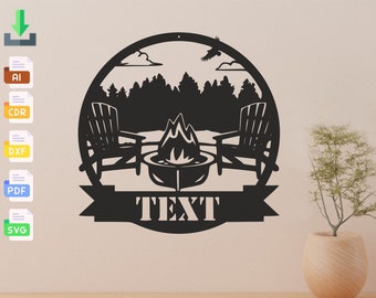 Personalized Campfire Svg laser cut svg dxf files wall sticker engraving decal silhouette template cut laser digital vector instant download