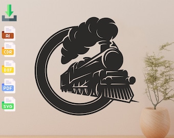 Archivo SVG de corte de tren de vapor: Plasma CNC, Cricut, Silhouette (Descarga digital)