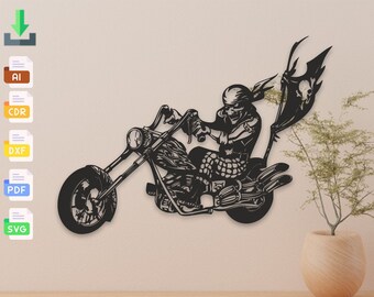 Biker Wall Art: Laser Cut Files for CNC, Glowforge, SVG, DXF