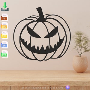 Wall Decoration Pumpkin, Halloween Laser Cut, Svg, Dxf, Glowforge CNC Cutting, Pdf , Dxf, Svg Ai Eps Digital Vector Files Instant Download
