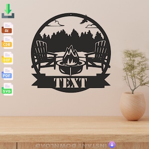 Personalized Campfire Svg laser cut svg dxf files wall sticker engraving decal silhouette template cut laser digital vector instant download