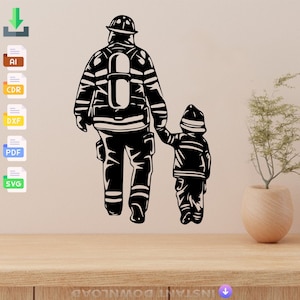 Firefighter Father & Son SVG: Laser Cut Silhouette (Digital Download)