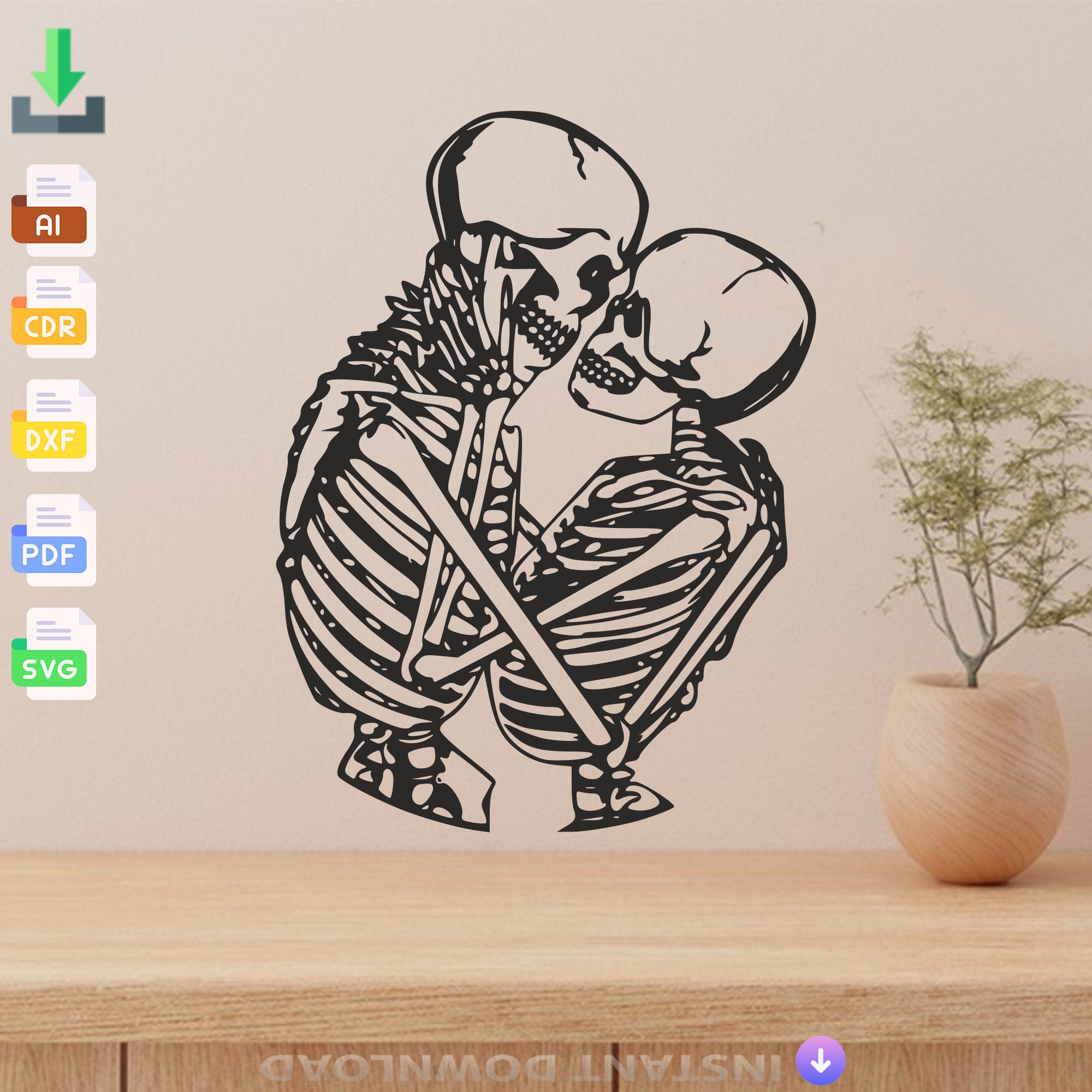 Couple Skeleton Lovers Metal Wall Art Laser Cut File (digital Download ...