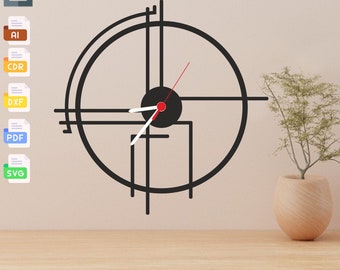 Minimalist Wall Clock Laser Cut File: SVG, DXF, PDF (Digital Download)
