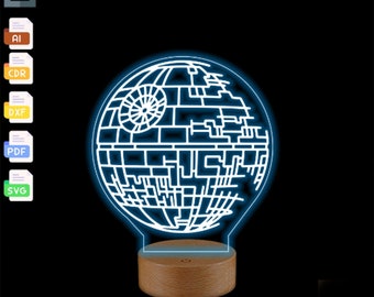 Archivo de corte láser para lámpara de ilusión de Estrella de la Muerte 3D (descarga digital)