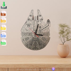 File SVG dell'orologio Millennium Falcon: progetto CNC tagliato al laser (download digitale)