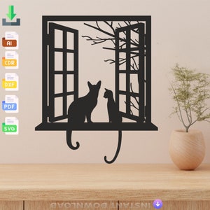 Wall Decoration Cats design Svg, Laser Cut, Svg, Dxf, Glowforge CNC Cutting, Dxf, Svg,Eps Digital Vector File Instant Download
