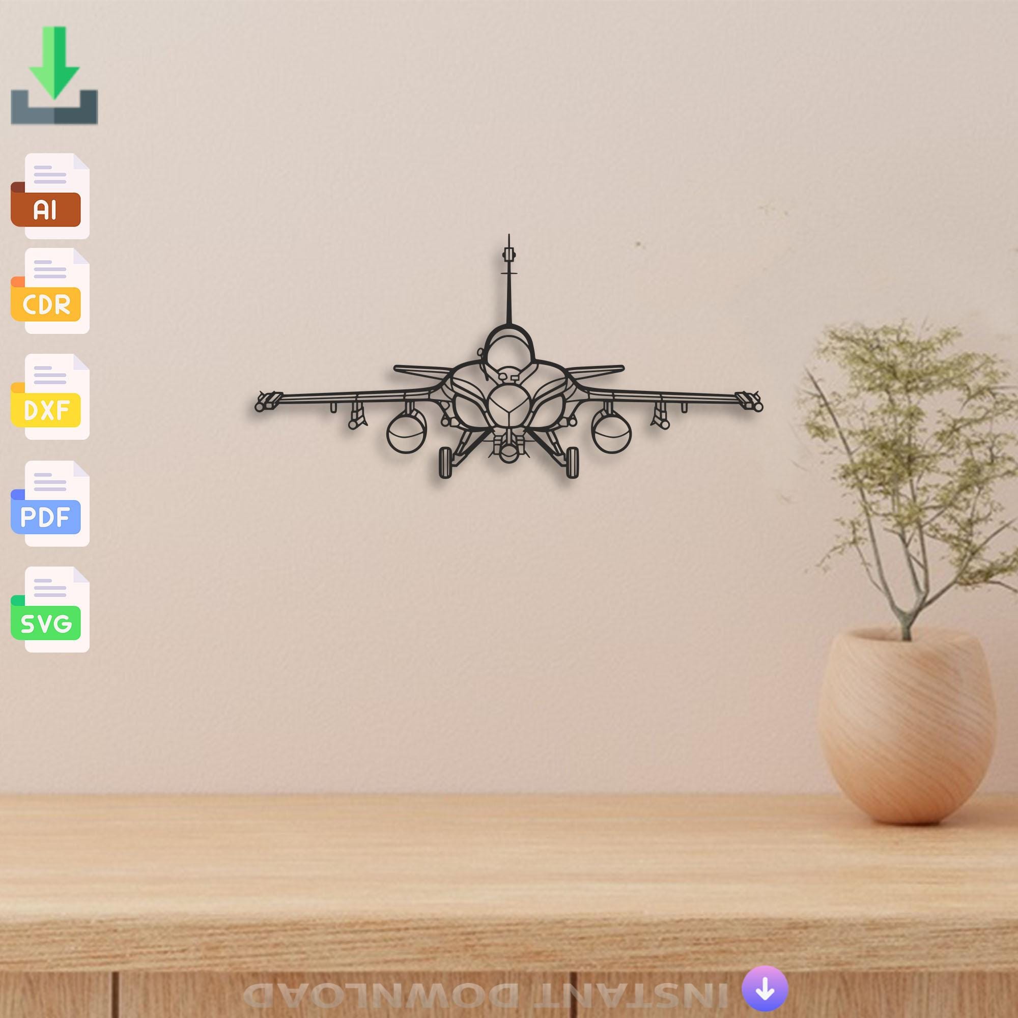 Dassault Rafale - Svg Dxf Ai Pdf Cdr Eps - Laser Cut Military Jet Wall ...