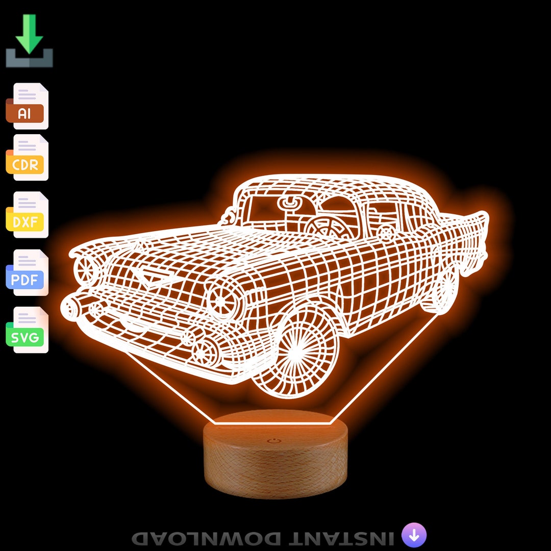 Car 3D Illusion Acrylic Led,children's Night Light, Kids Bedroom Led ...