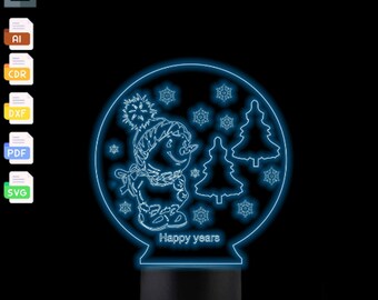 Snowman 3D Desk Lamp Laser Cut File (Digital Download)