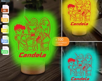Custom Huntrix 3D Night Light Vector Files for Laser CNC (Digital Download)