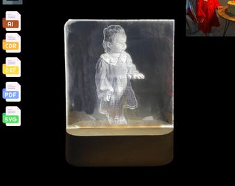 Foto 3D personalizada grabada: Archivos vectoriales cortados con láser (descarga digital)