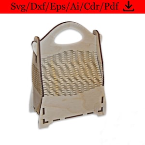 3mm niedliche Geschenkbox Handtasche laser cut svg, Dxf, Glowforge CNC Schneiden, Pdf, Dxf,Svg Ai Eps Digitale Vektordateien Sofort Download