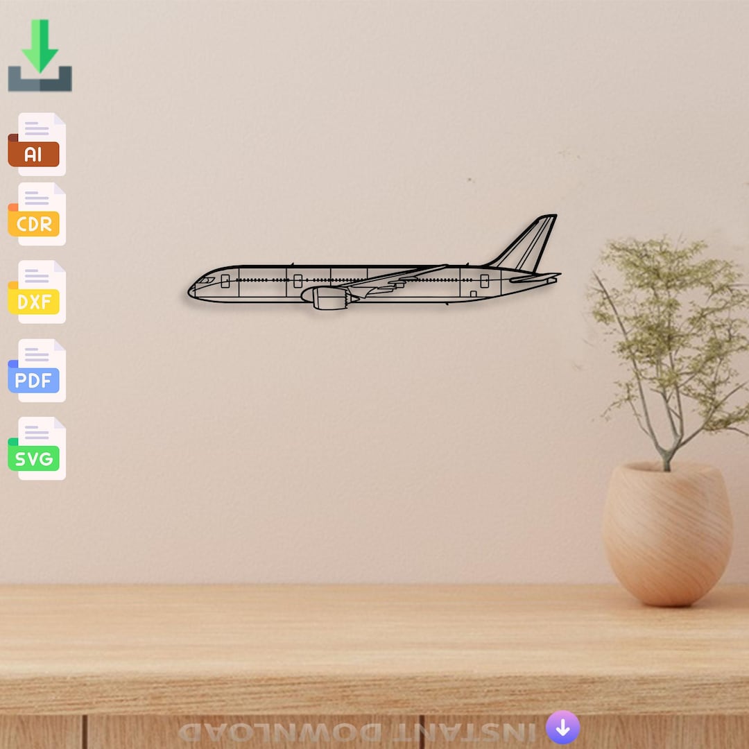 Boeing 787 Dreamliner Vector Art – Wide-body Jet Silhouette (svg, Dxf ...