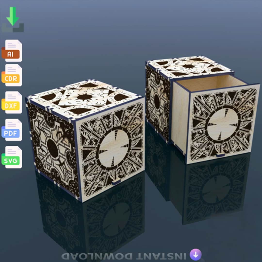 Hellraiser Puzzle Box 4mm ,puzzle Boxs, Wood Magic Secret,cdr Dxf Svg