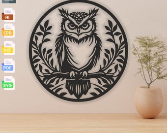 Laser Cut Owl Tree Decoration: SVG DXF Vector Files (Digital Download)