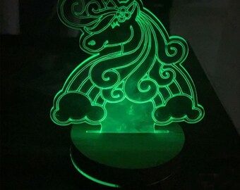 Unicorn 3D Acrylic Led Lamp Svg, 3D led light, Files DXF, CDR, 3D Night Light Unicorn 3D Illusion lamp,Unicorn svg,vector files for cnc