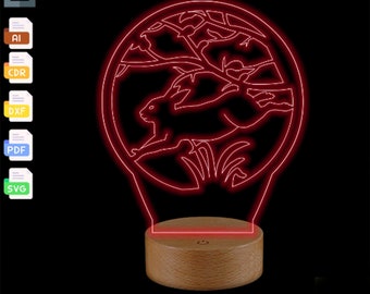 Forest Rabbit 3D Lamp SVG: Laser Cut Glowforge File (Digital Download)