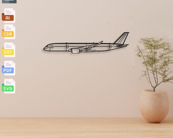 Ilustración vectorial del avión de fuselaje ancho Airbus A350 XWB (SVG, DXF, AI, PDF, EPS)