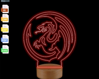 Dragon 3D Lamp SVG: Laser Cut Glowforge File (Digital Download)