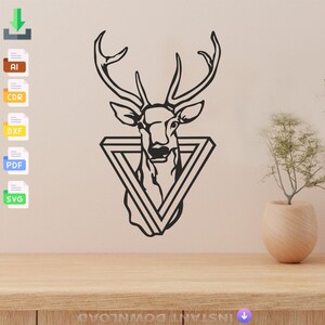 Deer Head Svg files silhouette Laser Cut, Svg, Dxf, Glowforge CNC Cutting, Pdf , Dxf, Svg Ai Eps Digital Vector Files Instant Download