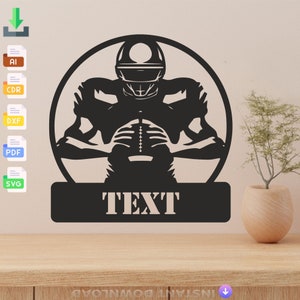 Personalized American Football Player,Laser Cut,Svg,Dxf,Glowforge CNC Cutting, Pdf ,Dxf,Svg,Ai,Eps Digital Vector Files Instant Download