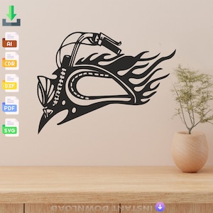 Motorcycle Design laser cut svg dxf files wall sticker engraving decal silhouette template cnc cutting laser digital vector instant download
