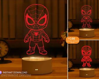 Spider-Man 3D Illusion LED Lamp File, Glowforge SVG, Night Light (Digital Download)