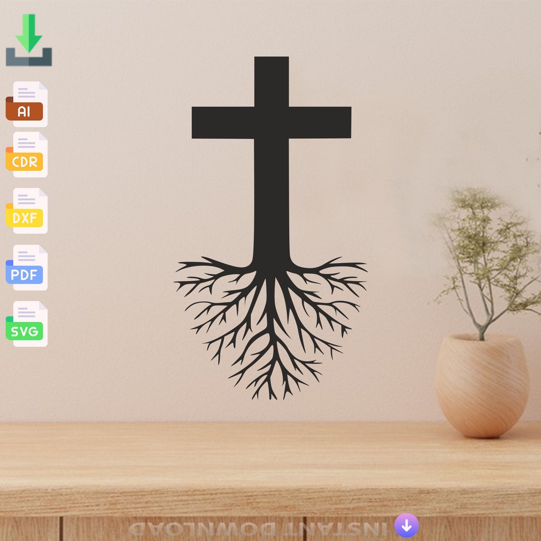 Christian Cross With Roots SVG - Laser Cut File (digital Download) - Etsy