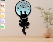 Laser Cut Cat Wall Clock 3D Model: Svg, Dxf, Cdr, Ai, Pdf Files