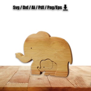 Wooden Elephant Puzzle Toy: Laser Cut Files (Digital Download)