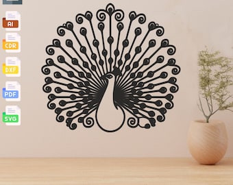Swirly Peacock Wall Decor Laser Cut File (Digital Download)