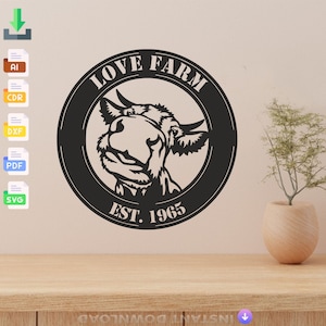 Personalized Cow Metal Sign: Laser Cut Vector Files (SVG, DXF, PDF)