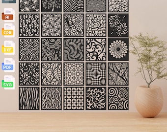 Paquete de 25 plantillas SVG para paneles decorativos: patrones cortados con láser (descarga digital)