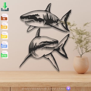 Decoration Whale Shark Decor Laser Cut, Svg, Dxf, Glowforge CNC Cutting, Pdf , Dxf, Svg Ai Eps Digital Vector Files Instant Download