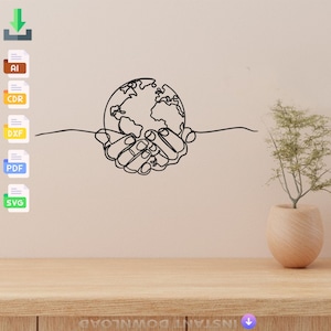 Hand met Earth SVG: wereldbol vectorbestanden, CNC lasergesneden (digitale download)