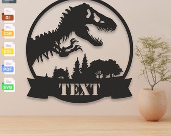 Personalized Dinosaur Nursery Name Sign: Laser Cut SVG DXF (Digital Download)