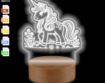 3D Unicorn Night Light SVG: Laser Cut Glowforge Files (Digital Download)