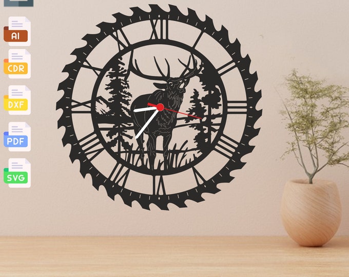 Mule Deer Clock Deer Hunting Art Engraved Wood Clock Hunting Gift ...