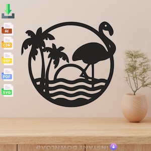 Wall Decoration Flamingo Svg, Laser Cut, Svg, Dxf, Glowforge CNC Cutting, Pdf , Dxf, Svg Ai Eps Digital Vector Files Instant Download