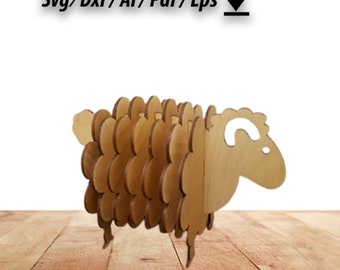 Archivos cortados por láser de posavasos de oveja: Proyecto CNC (Descarga digital)
