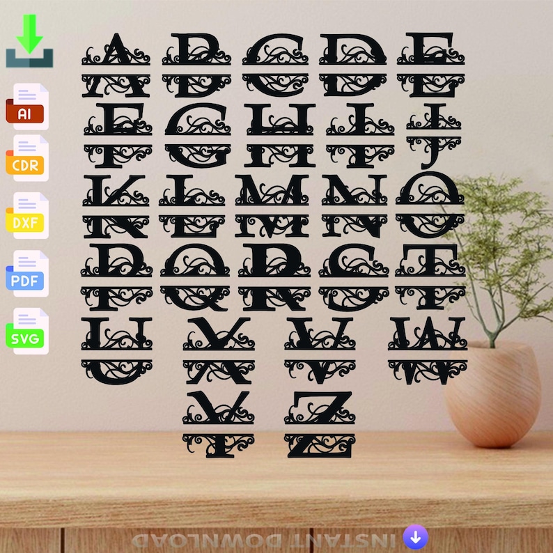 Personalized Split Monogram Sign, Laser Cut Files (digital Download) - Etsy