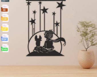 Arte mural cortado con láser del Principito: SVG, DXF, AI, EPS, PDF (Descarga digital)