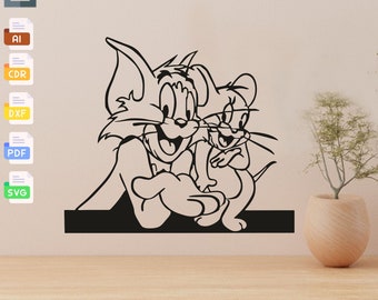 Cat & Mouse Laser Cut File: SVG DXF Vector Template (Digital Download)