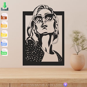 Beautiful Woman Wall Art laser cut svg dxf files wall sticker engraving decal silhouette template cnc cutting laser digital vector download