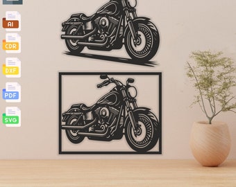 Archivo SVG de motocicleta Harley: Vector CNC cortado con láser (descarga digital)