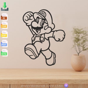Mario Laser Cut File: SVG DXF Vector Template (Digital Download)