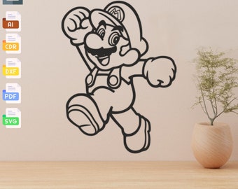 Mario Laser Cut File: SVG DXF Vector Template (Digital Download)