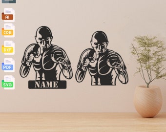 Personalized Kickbox Fighter Wall Art: Laser Cut Files (Digital Download)