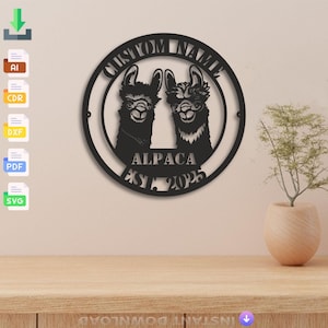 Custom Alpaca Design – Farmhouse Decor, CNC Wood Sign Vector (Digital Download)